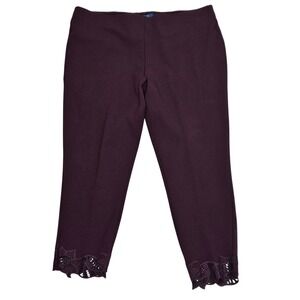 Kelly by Clinton Kelly Plum Ponte‎ Pull-On Ankle Pants In Sz Large